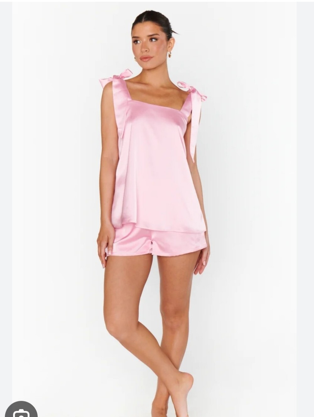 Show Me Your Mumu Light Pink Satin Tie-Shoulder Sleep Set